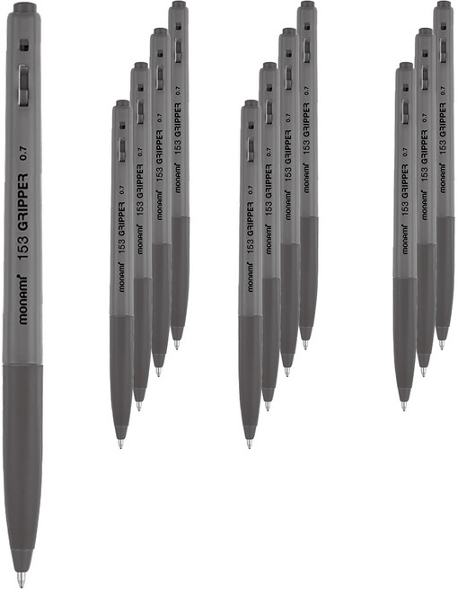 모나미 153 그리퍼 볼펜 0.7mm, 블랙, 12개