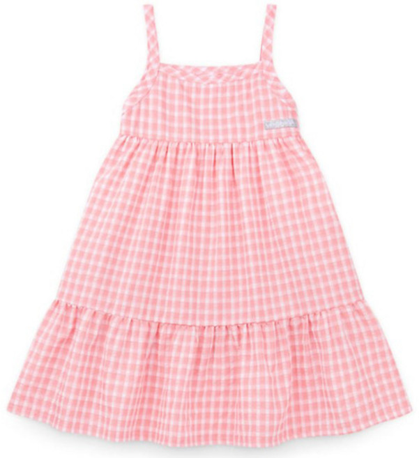 JELISPOON 女童款日常泡泡紗格紋層次洋裝