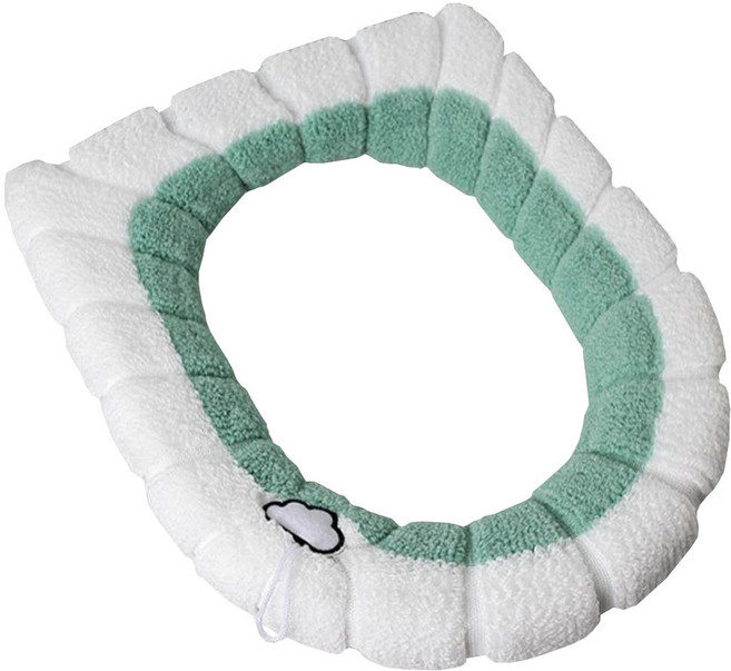 데일리리빙 뽀글이 기모 변기커버, 구름투톤그린, 2개