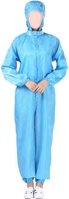 VEGA 후드 원피스 크린룸 제전 방진 작업복 2201, 블루, 1개