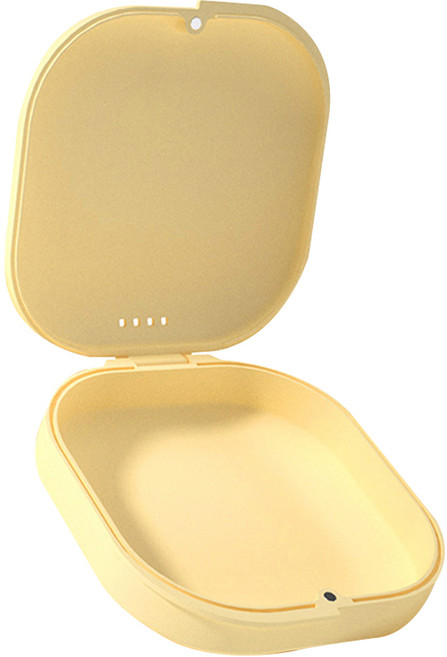 물결 휴대용 유지장치 교정기 틀니 보관 케이스, 옐로우