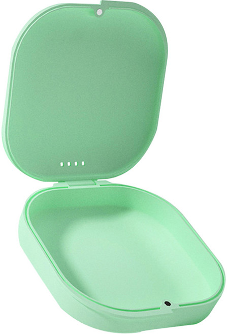 물결 휴대용 유지장치 교정기 틀니 보관 케이스, 그린