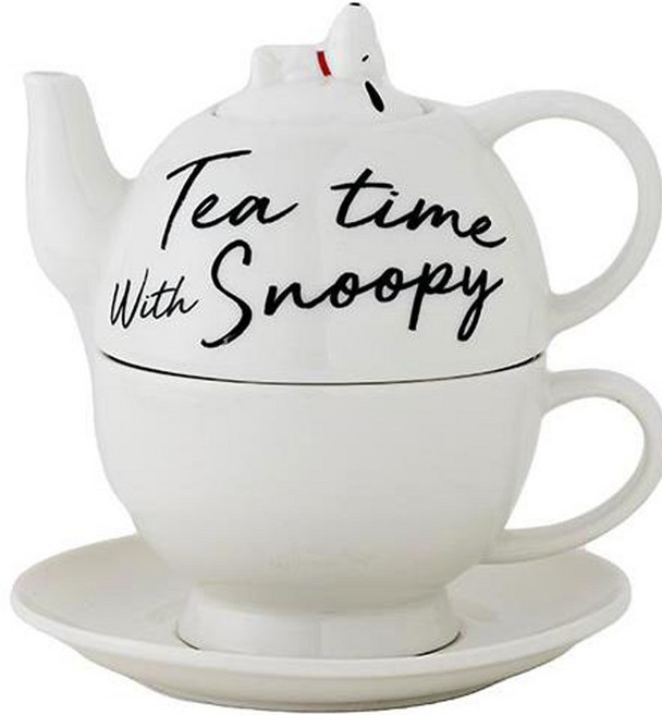 보프렌즈 스누피 티포원 티팟 + 머그잔 + 컵받침 세트, 혼합색상, 1개