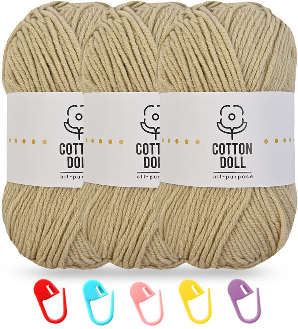 니뜨 코튼돌실 50g x 3p + 단수링 5p 세트, 1개, 34 베이지