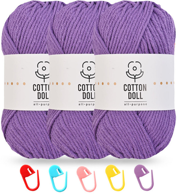 니뜨 코튼돌실 50g x 3p + 단수링 5p 세트, 1개, 41 바이올렛