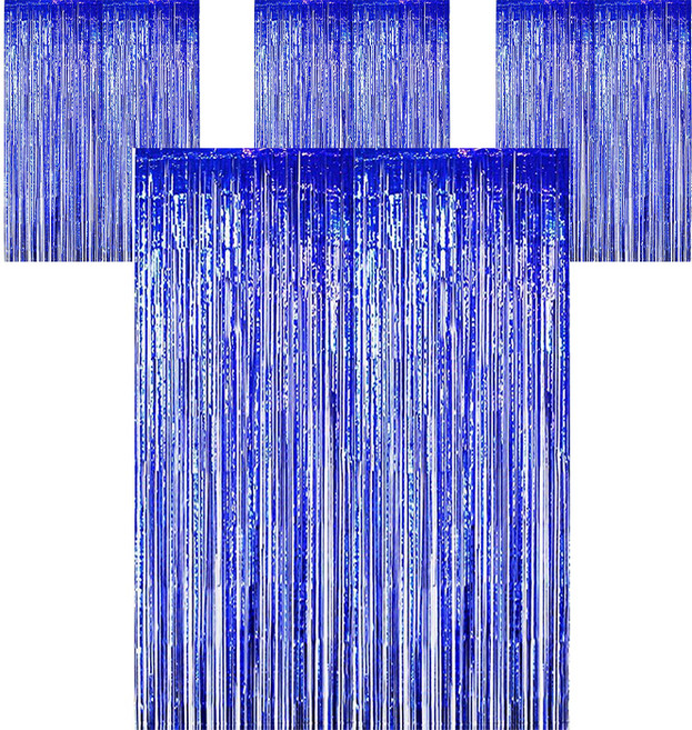 윰스 생일파티 은박 커튼 1m, 블루, 10개