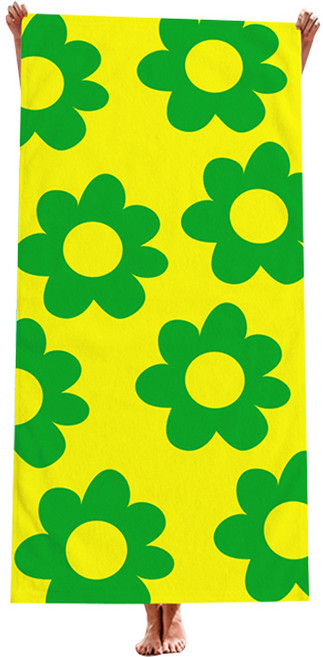 윰스 플라워 대형 비치타올, 그린옐로우, 1개