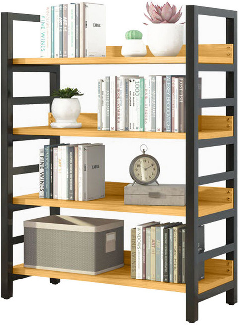 가구느낌 리버 책장, 네추럴블랙, 4단