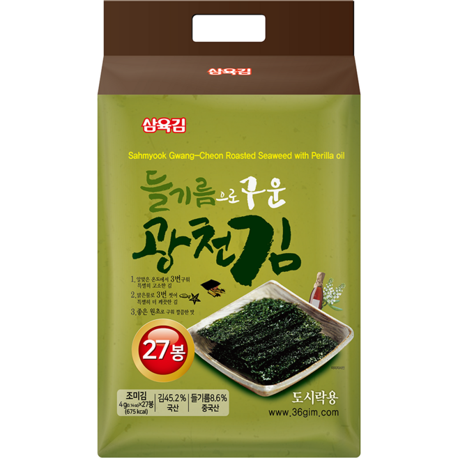 삼육 들기름으로 구운 광천김, 4g, 27개입