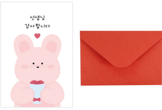 도나앤데코 스승의날 선생님 엽서 10p + 봉투 10p + 투명스티커 10p 세트, 059선생님감사합니다토끼, 30개