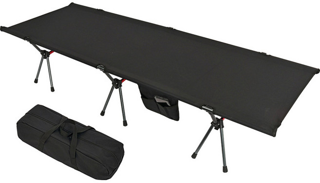 캠프빌리지 초경량 로우 야전침대 + 가방 세트, 블랙