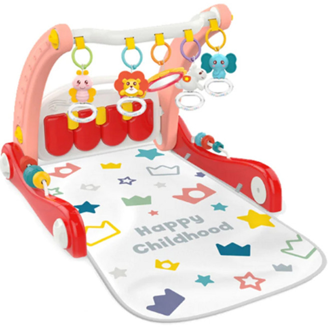 하늘썬별 2 in 1 딸랑이 체육관 피아노 걸음마 보조기, 핑크, 1개