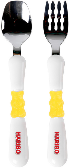 하리보 유아용 골드베렌 수저 세트, 옐로우, 스푼 + 포크, 1개