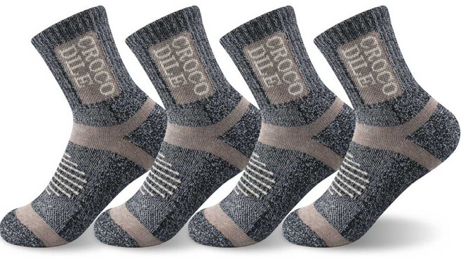 크로커다일 여성용 스포츠 쿠션 등산 드라이쿨 중목 양말 CD322, 코코아, 4세트