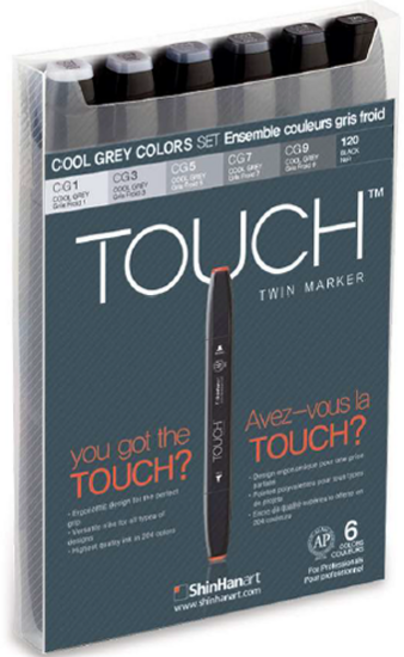 터치 트윈 마카 6종 세트 COOL GREY COLOR, 1세트, 6색