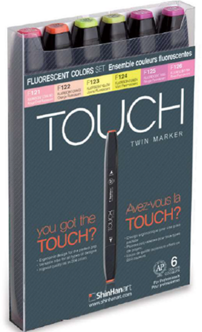 터치 트윈 마카 6종 세트 FLUORESCENT COLOR, 1세트, 6색
