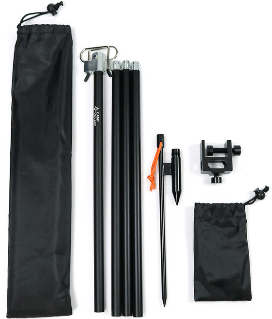 캠프빌리지 높이조절 랜턴 스탠드 CVGR-007 + 파일드라이버 세트, 블랙, 1개