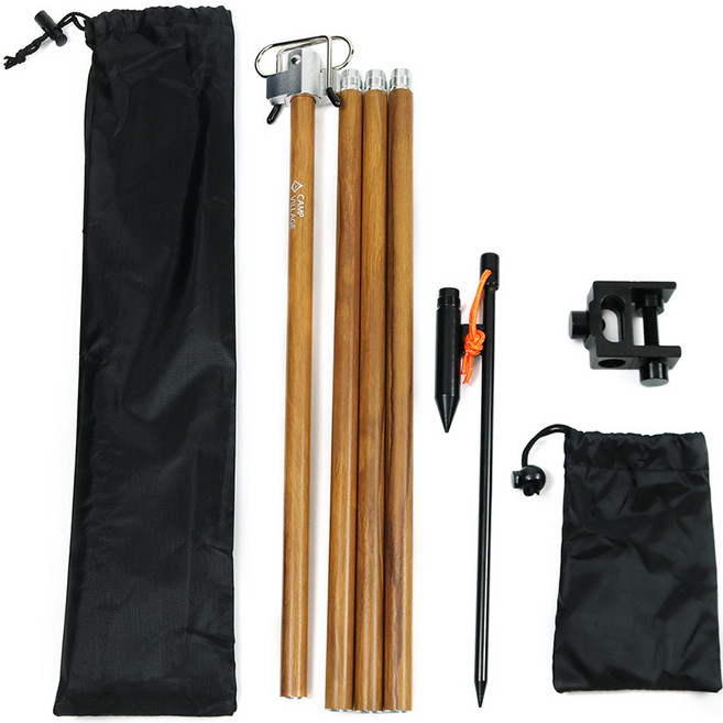 캠프빌리지 높이조절 랜턴스탠드 + 파일드라이버 세트, 우드, 1개