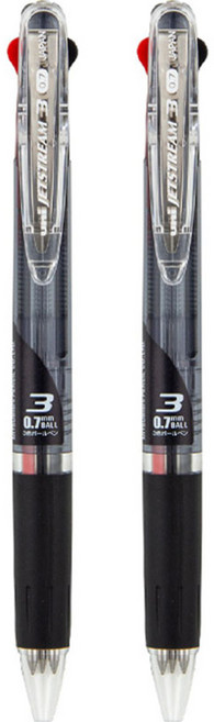 제트스트림 3색 볼펜 0.7mm Y.SXE3-404-07, 투명흑색, 2개