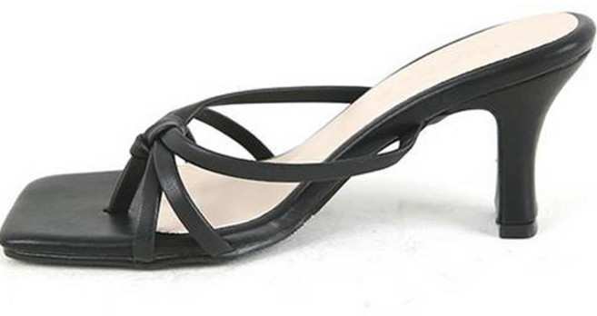 벨레페 여성용 셀로즈 스퀘어 스트랩 꼬임 쪼리 뮬 힐 8cm