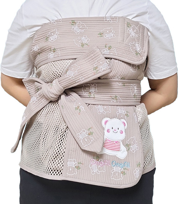 옹알옹알 안녕 곰돌이 여름 시원한 망사 매쉬 포대기, 브라운