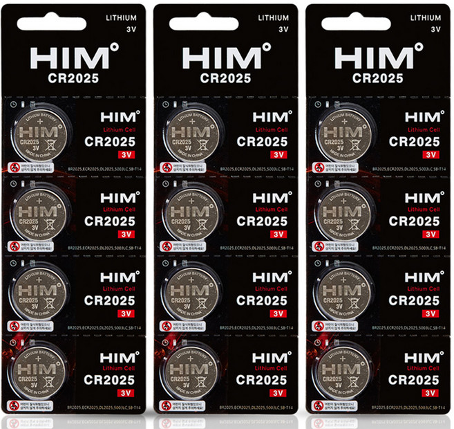 힘 코인 건전지 CR2025 3V, 4개입, 3개