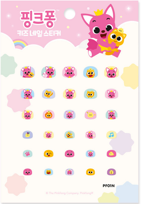에이프릴네일 핑크퐁 키즈 네일 스티커 PF01N, 꿈꾸는핑크퐁, 1개