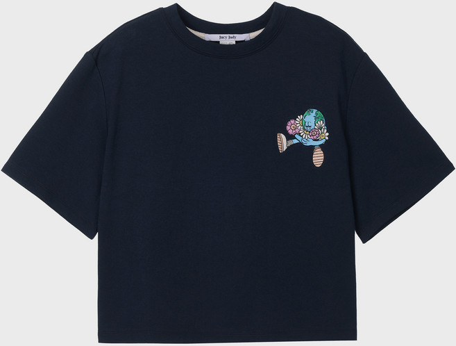 쥬시쥬디 여성용 J 미니 자수 크롭 티셔츠 JXTS32BG