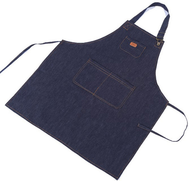 씨오브비 주방 카페용 편안한 데님 앞치마, 진청, 1개