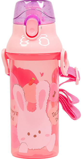 릴팡 앵커 원터치 어깨끈 물통, 스노우래빗, 480ml, 1개