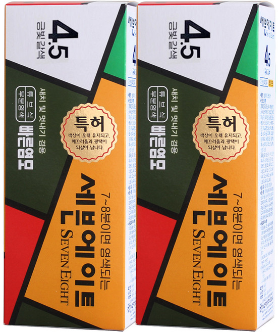 세븐에이트 새치 염색약, 4.5호 금빛갈색, 2개
