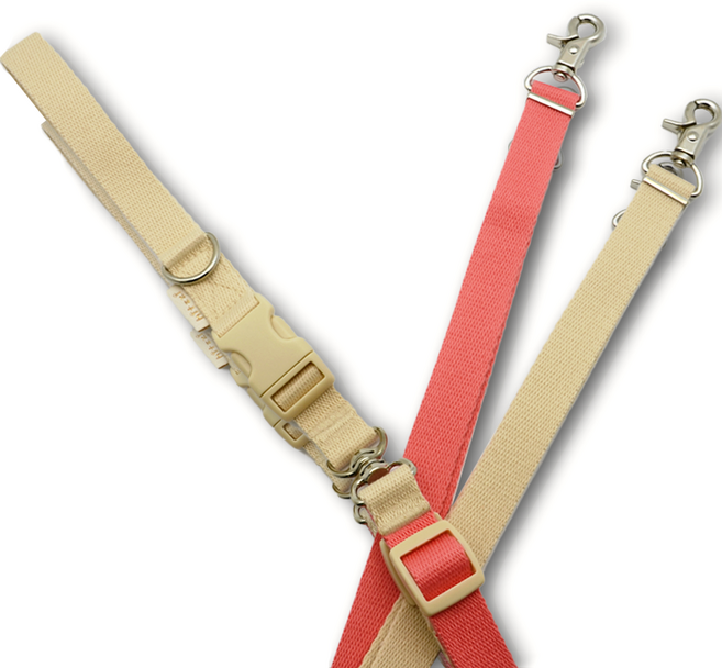 힛찌 꼬이지 않는 강아지 일체형 트윈줄, 베이지핑크, 1개