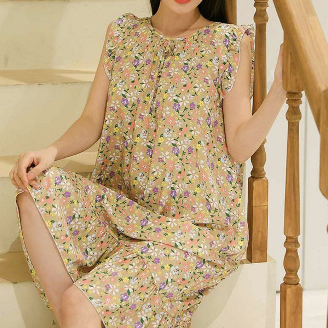 글램공감 여성용 인견 달님 나시 프릴 잠옷 원피스