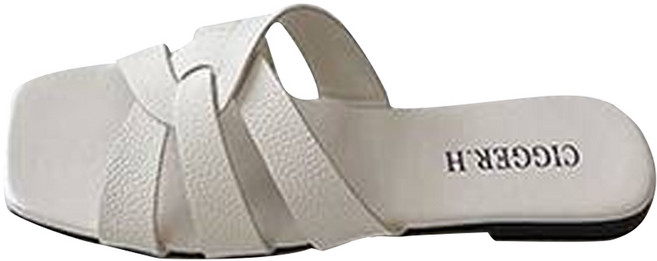 엘쏘 여성용 레더 크로스 플랫 슬리퍼