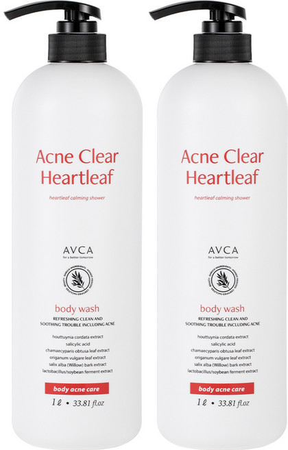 아브카 아크네 클리어 어성초 바디워시, 2개, 1L