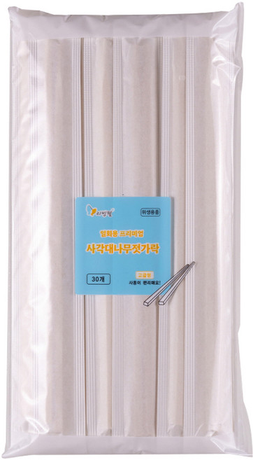 리빙웰 프리미엄 사각 대나무 젓가락, 30개, 1개