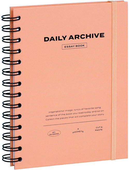 아이코닉 데일리 아카이빙 북 다이어리 스크랩북 일기장, 03 Peach coral, 1세트
