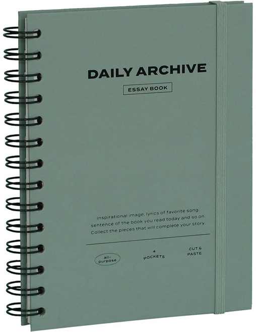 아이코닉 데일리 아카이빙 북 다이어리 스크랩북 일기장, 04 Sage green, 1세트
