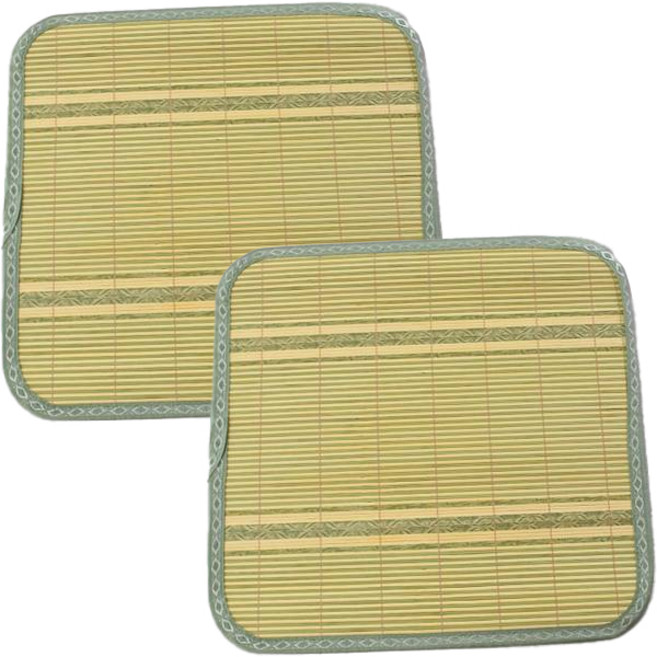 리앤데코 사무용 차량 가정 시원한 대나무 쿨 시원 체크 방석 2p, 대나무색