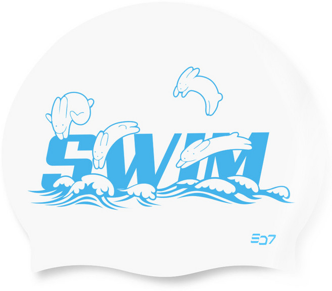 SD7 성인용 실리콘 수영모자 SGL-CA396, 스윔래빗 화이트