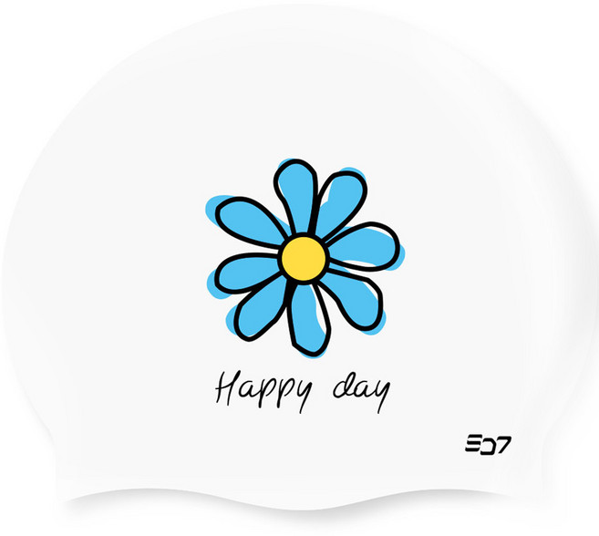 SD7 실리콘 수영모자 SGL-CA358, 해피데이 블루 화이트, 1개