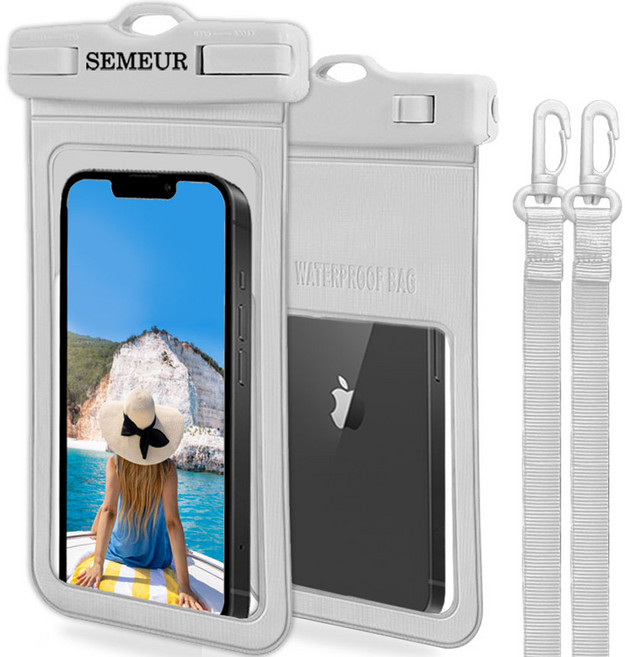 스메르 4중잠금 프리미엄 휴대폰 방수팩, 화이트, 2개