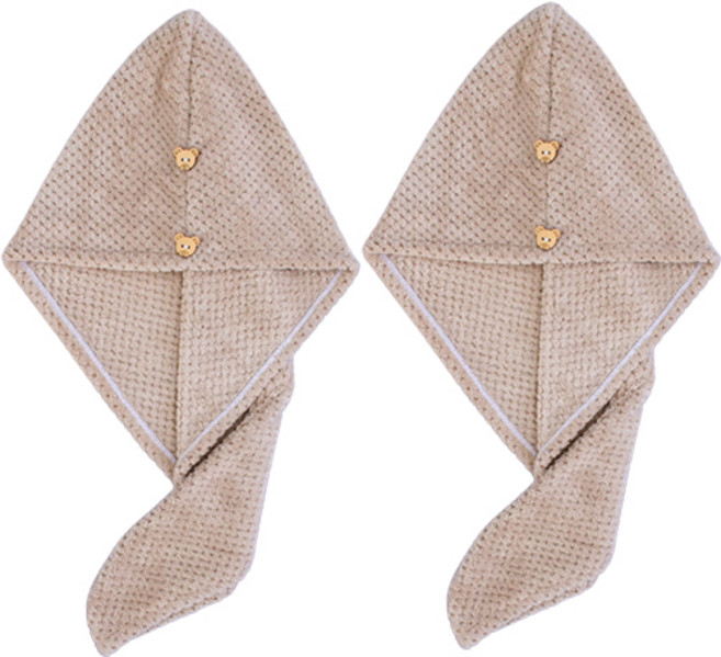 다사닷컴 도톰 드라이 헤어 캡 수건 타올 62 x 25cm, 베이지, 2개