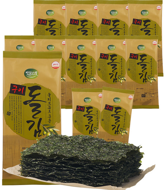 바다소리 올리브유 구이돌김 반절 6p, 9g, 12개
