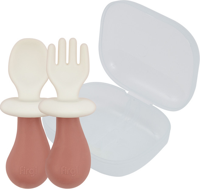 퍼기 버섯 자기주도 이유식 스푼 + 포크 + 케이스 세트, 드라이로즈, 1세트