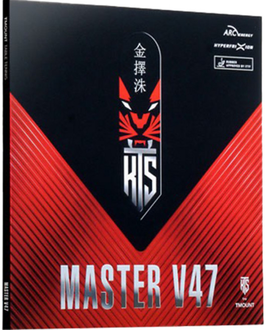 김택수 마스터 브이47 하이텐션 핌플인 탁구 러버, 적색, 1개