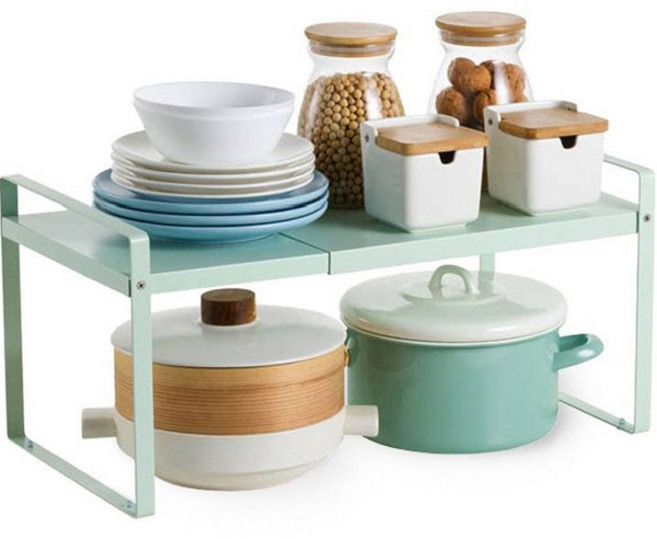 친절한마이쮸 길이조절 정리대 싱크인 하부장 선반, 민트, 1개