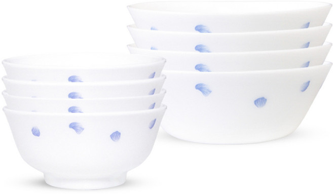 Bacile Meiril 飯碗湯碗組, 飯碗 + 湯碗, 白色 + 藍色, 1組