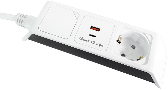 네모탭 고속충전 일반 2구 C타입 SY-NA2 USB CT, 3m, 모던화이트, 1개