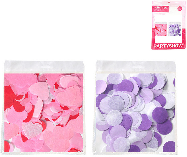 파티쇼 대용량 종이 컨페티 원형 2.5cm 200g + 하트 2.5cm 200g 세트, 바이올렛패턴(원형), 혼합색상(하트), 1세트